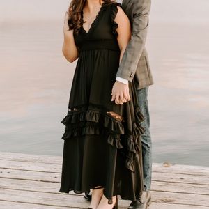 Baltic Born Jasmine Ruffle Maxi Dress, Medium, Black